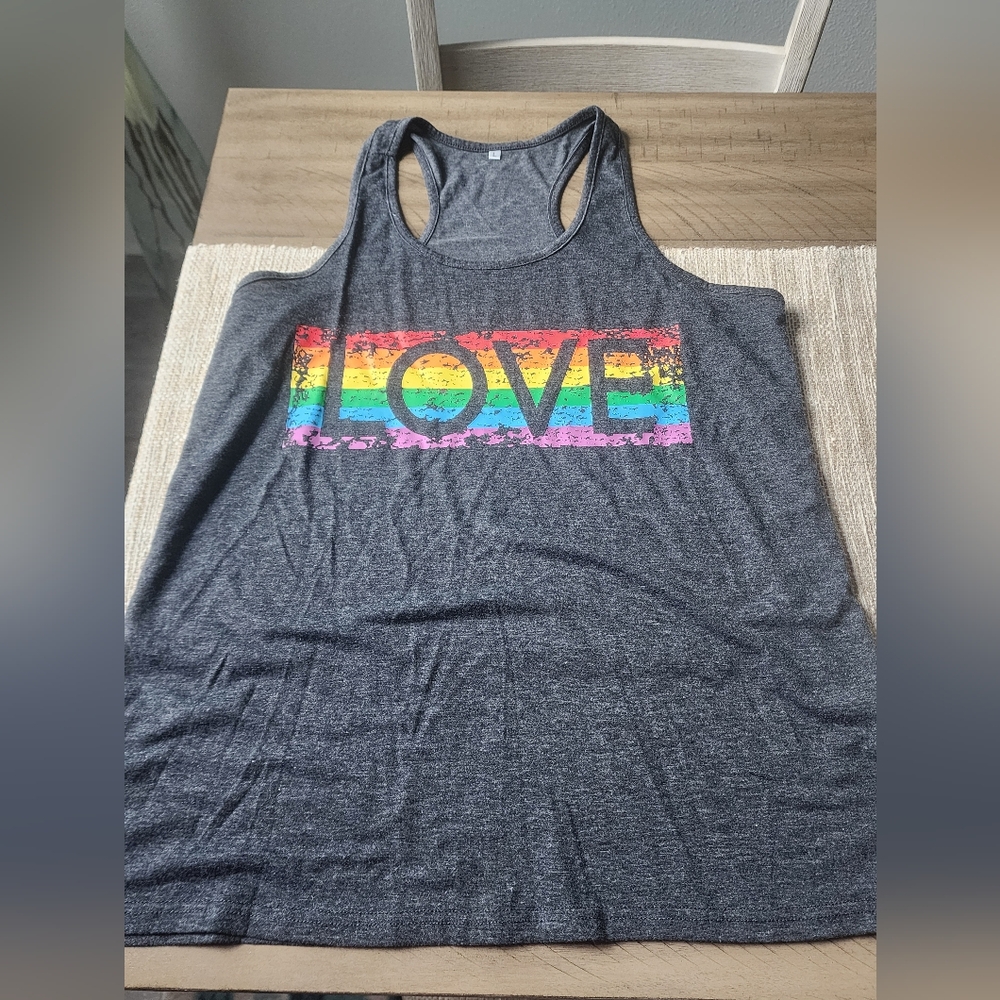 Pride Rainbow Love Tank Top, Large ❤️🩷🧡💛💚💙🩵💜
